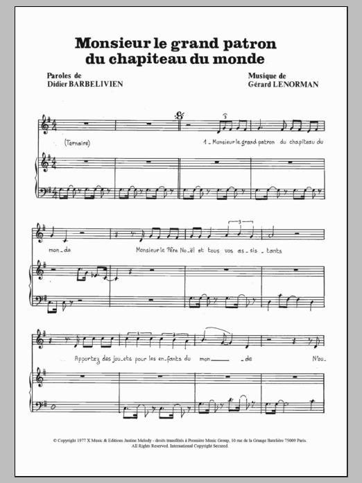 Download Gérard Lenorman Monsieur Le Grand Patron Du Chapiteau Du Monde Sheet Music and learn how to play Piano & Vocal PDF digital score in minutes
