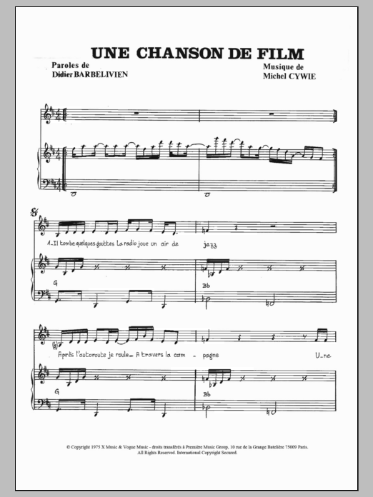 Download Gerard Manuel Une Chanson De Film Sheet Music and learn how to play Piano & Vocal PDF digital score in minutes