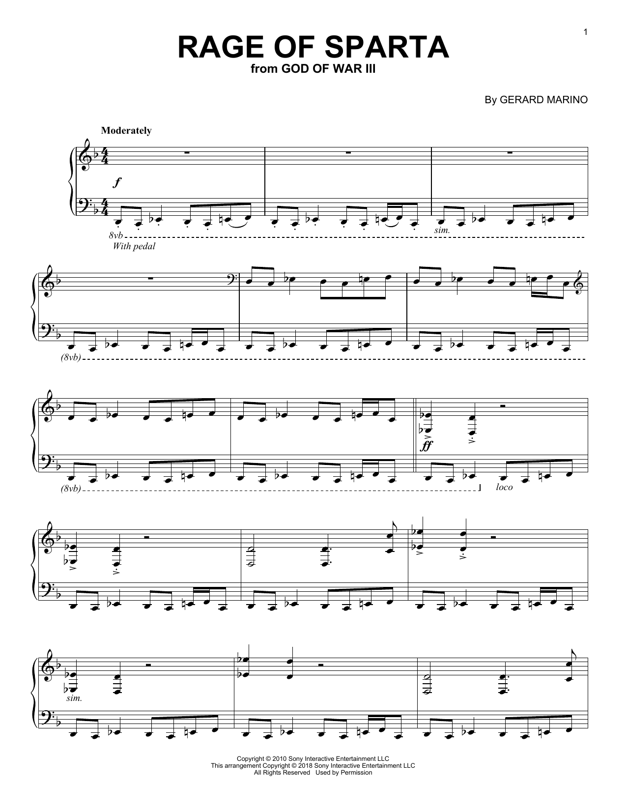 Download Gerard Marino Rage Of Sparta (from God of War III) Sheet Music and learn how to play Piano Solo PDF digital score in minutes