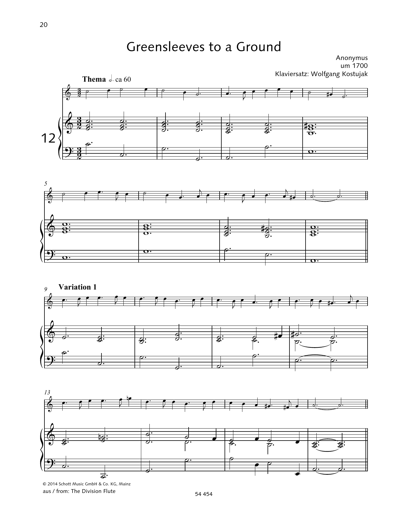 Download Gerda Koppelkamm-Martini Greensleeves to a Ground Sheet Music and learn how to play Woodwind Solo PDF digital score in minutes