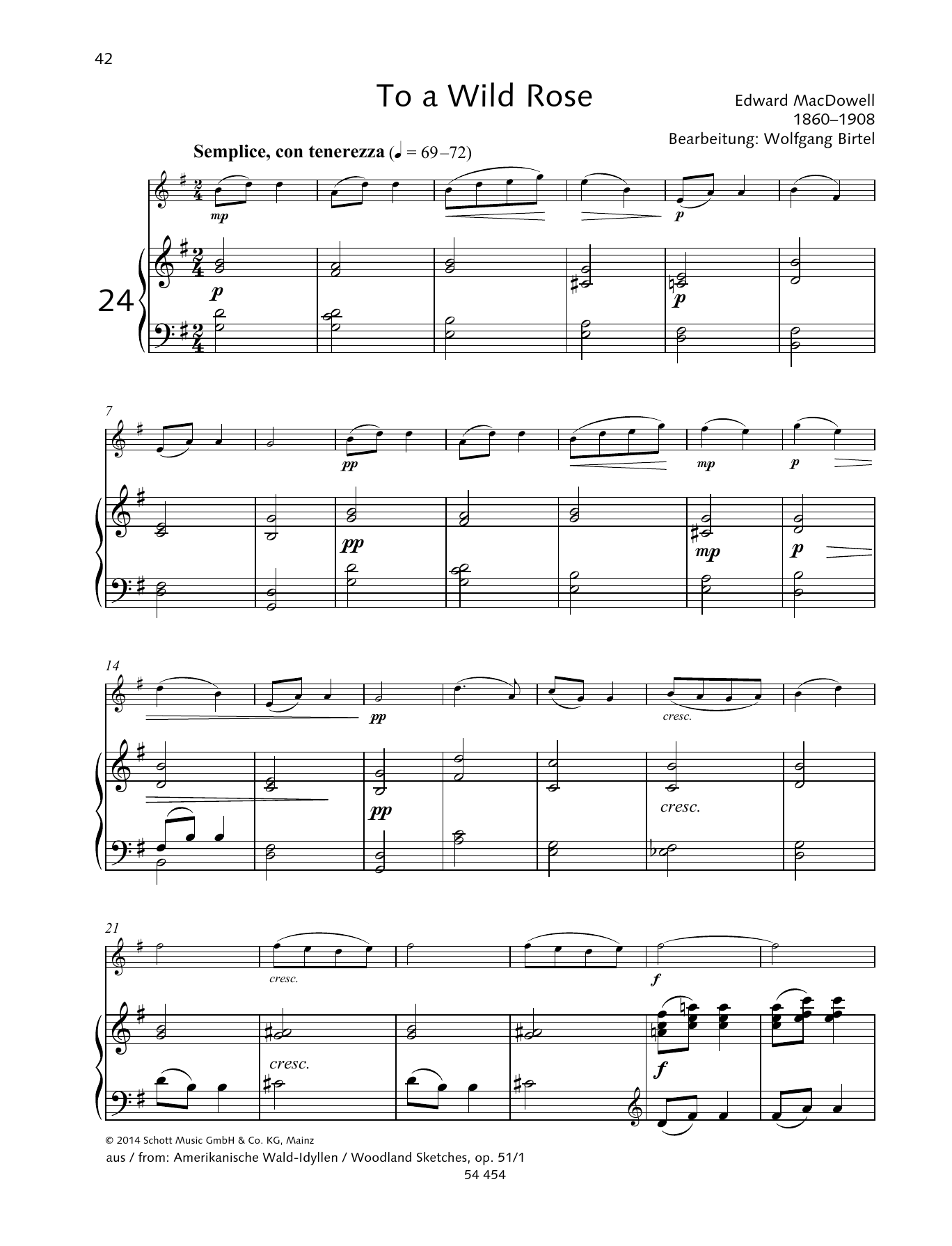 Download Gerda Koppelkamm-Martini To a Wild Rose Sheet Music and learn how to play Woodwind Solo PDF digital score in minutes