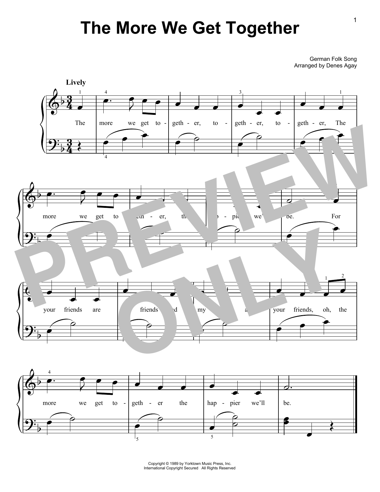 Download German Folk Song More We Get Together (arr. Denes Agay) Sheet Music and learn how to play Easy Piano PDF digital score in minutes