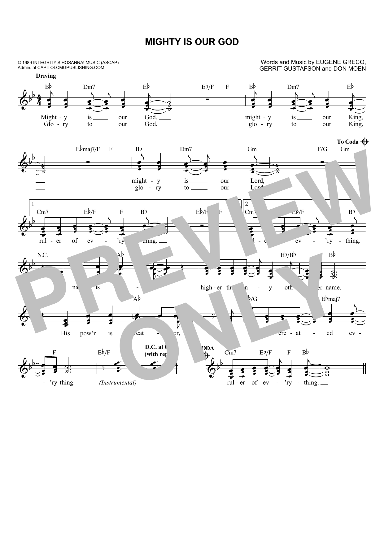 Download Gerrit Gustafson Mighty Is Our God Sheet Music and learn how to play Melody Line, Lyrics & Chords PDF digital score in minutes