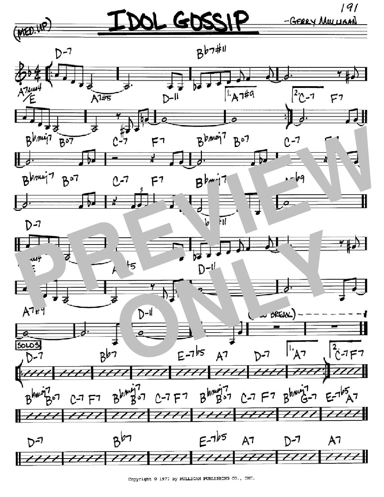 Download Gerry Mulligan Idol Gossip Sheet Music and learn how to play Real Book – Melody & Chords – C Instruments PDF digital score in minutes