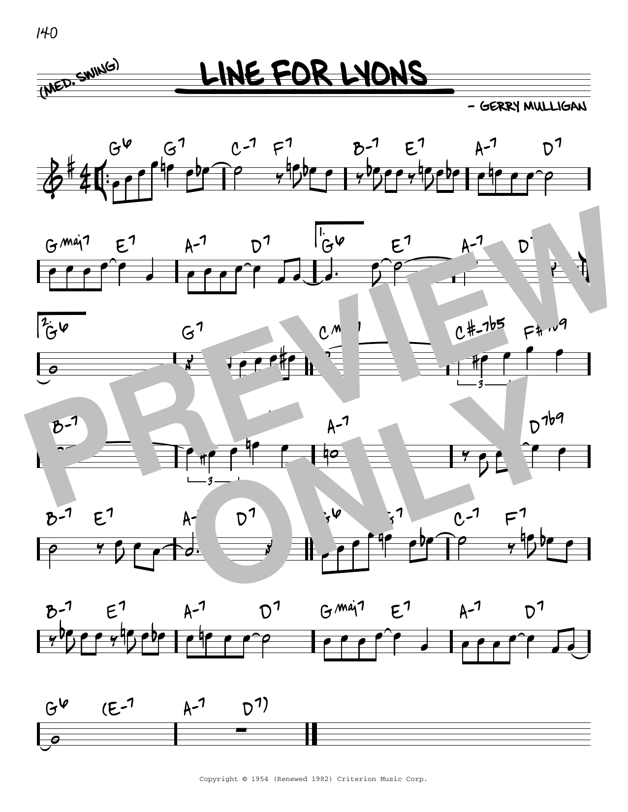 Download Gerry Mulligan Line For Lyons Sheet Music and learn how to play Real Book - Melody & Chords - C Instruments PDF digital score in minutes