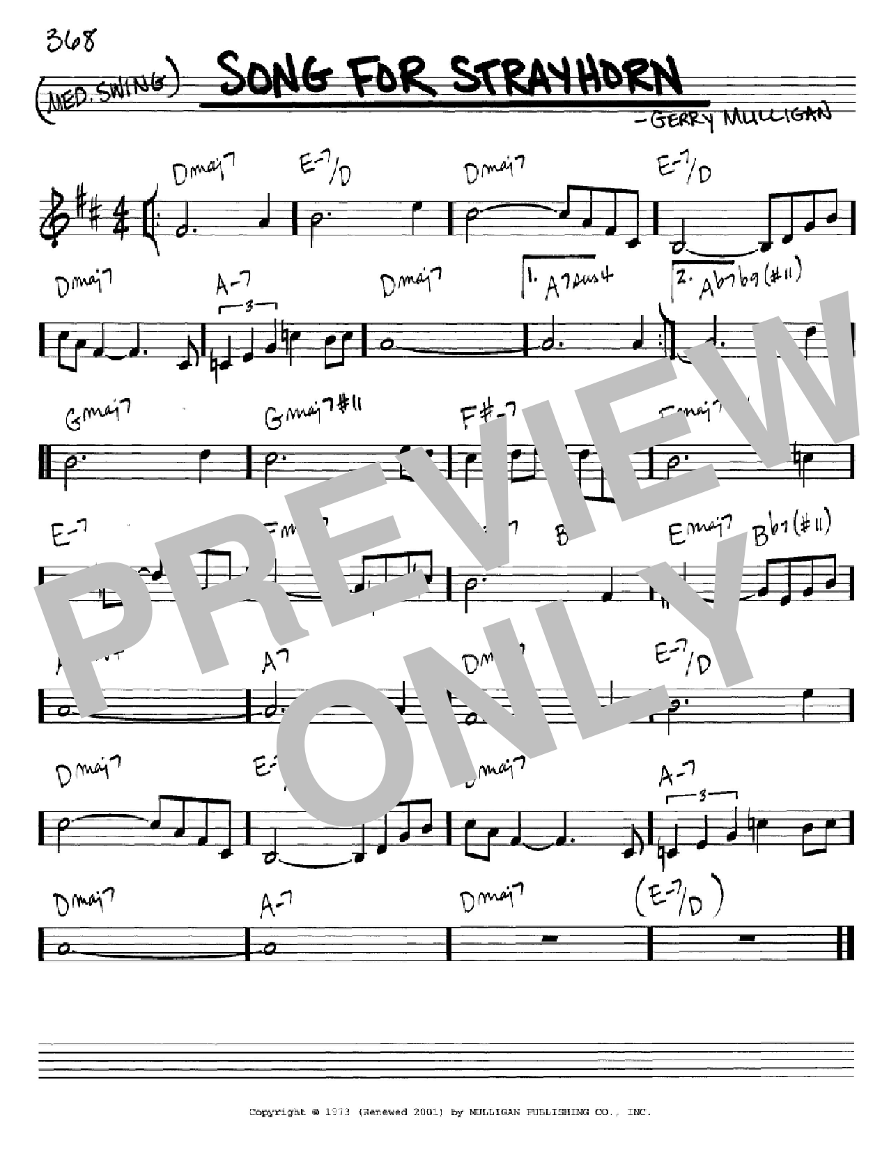 Download Gerry Mulligan Song For Strayhorn Sheet Music and learn how to play Real Book – Melody & Chords – C Instruments PDF digital score in minutes