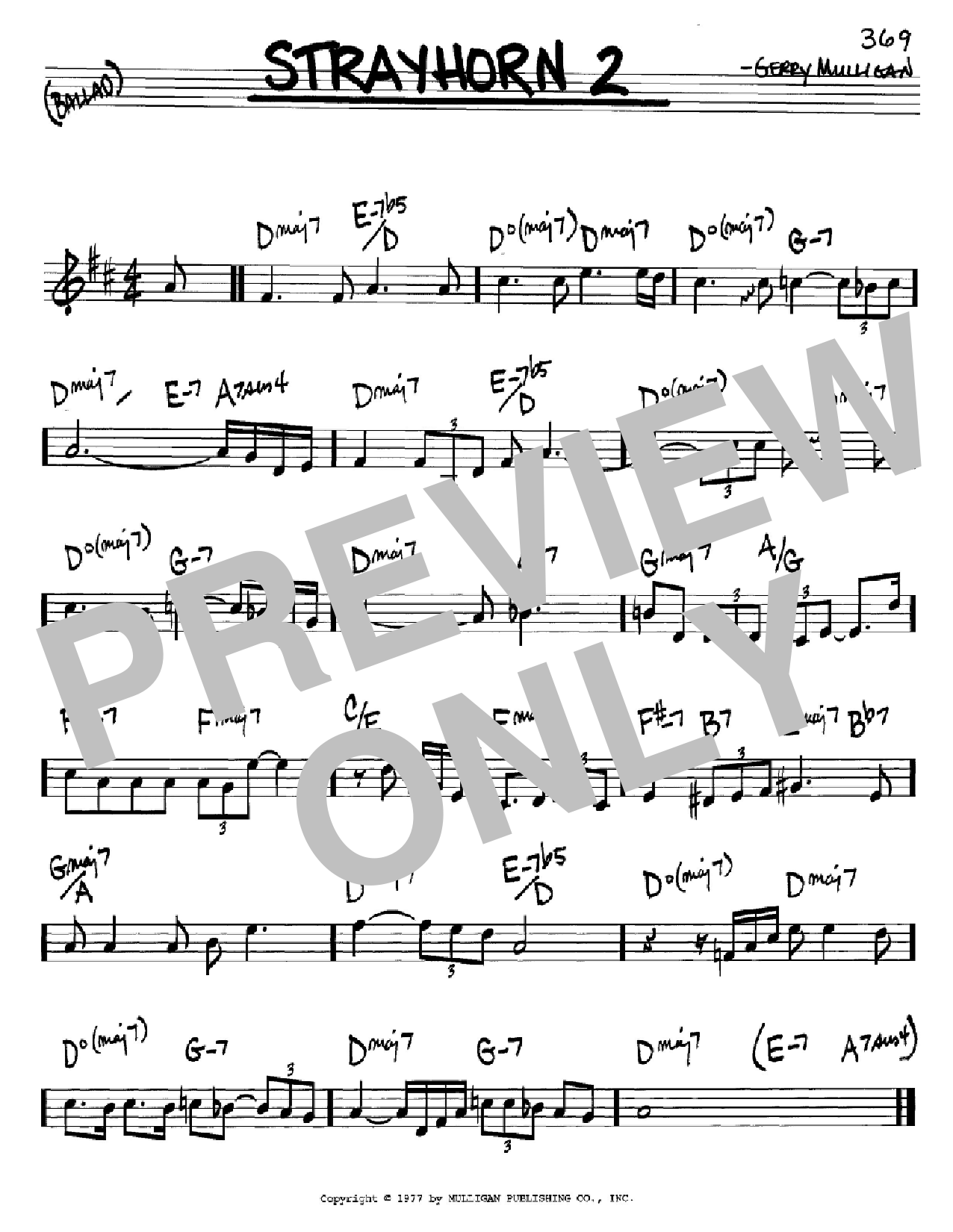 Download Gerry Mulligan Strayhorn 2 Sheet Music and learn how to play Real Book – Melody & Chords – C Instruments PDF digital score in minutes