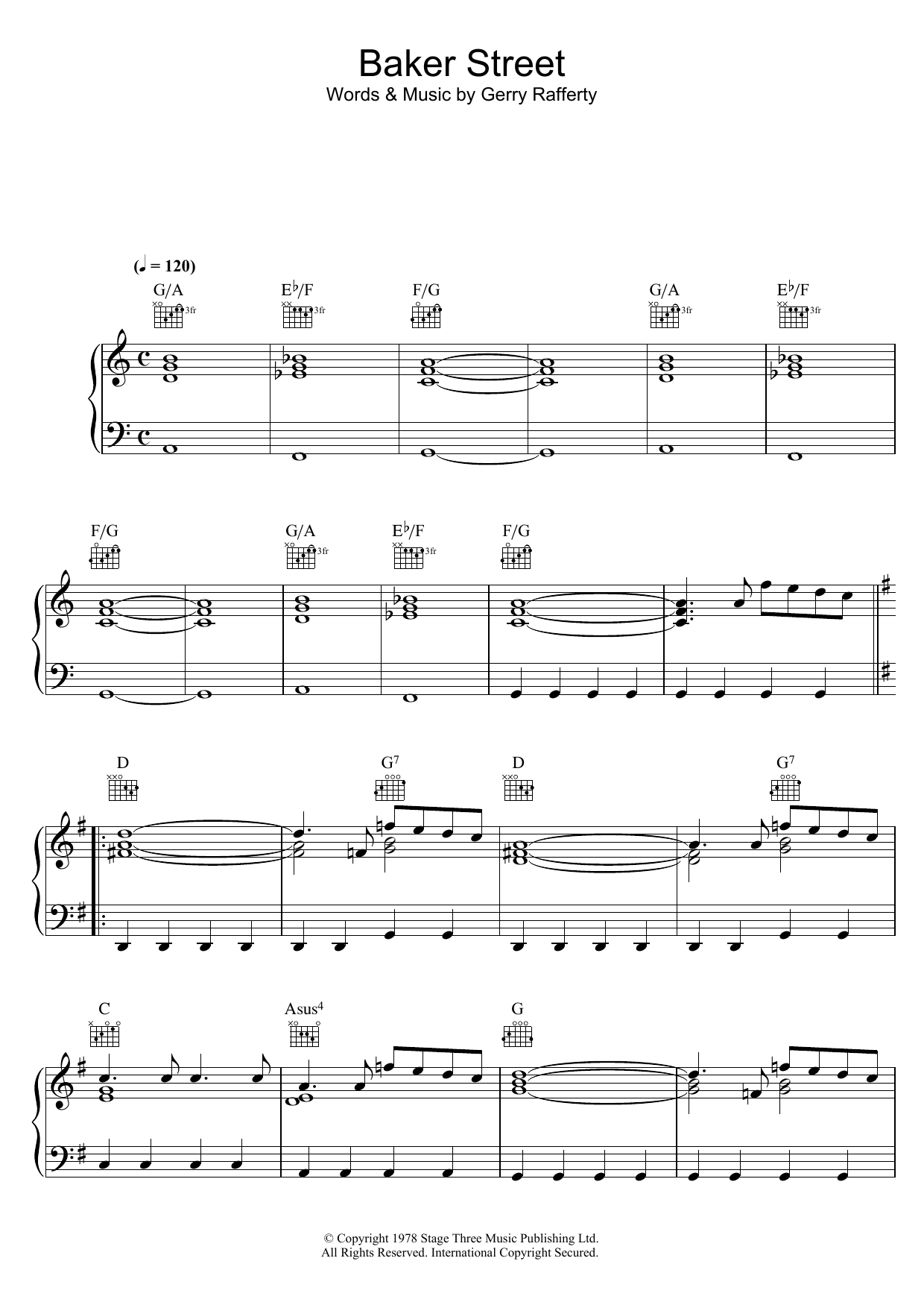Download Foo Fighters Baker Street Sheet Music and learn how to play Alto Saxophone PDF digital score in minutes