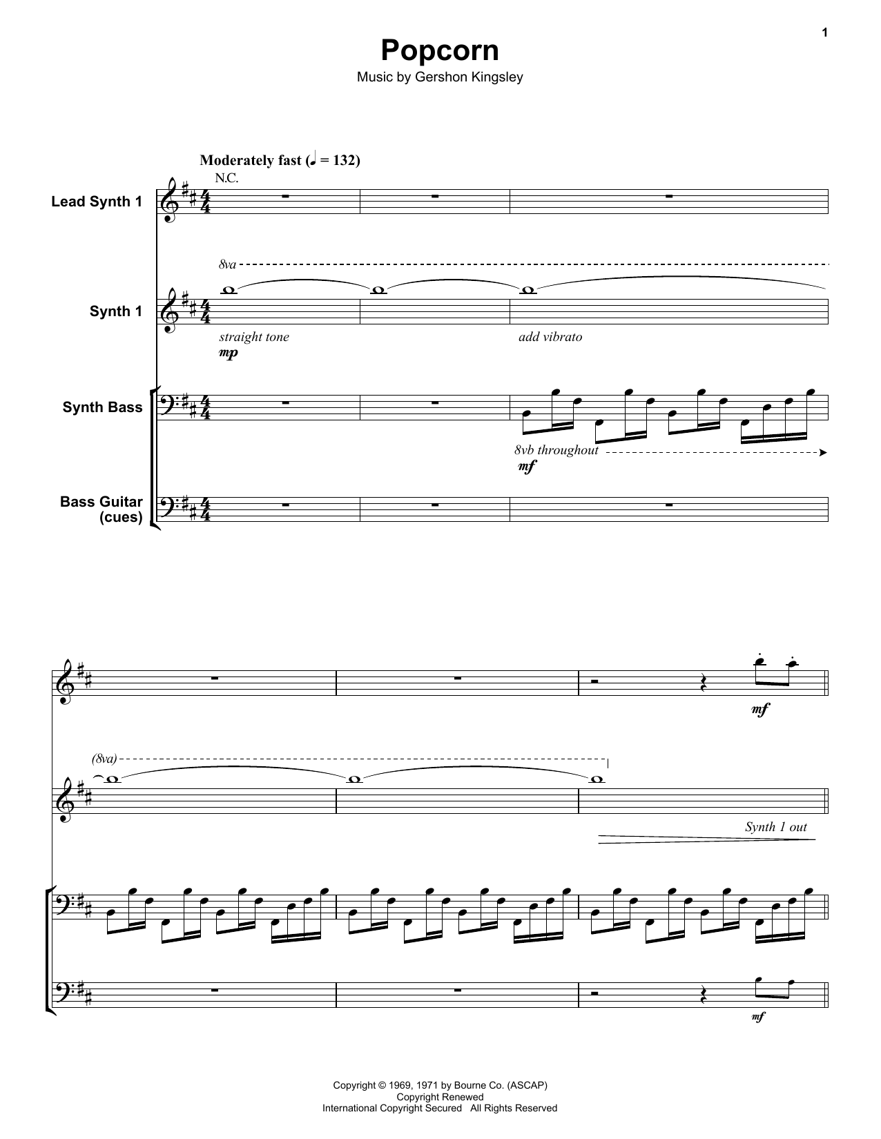 Download Gershon Kingsley Popcorn Sheet Music and learn how to play Melody Line, Lyrics & Chords PDF digital score in minutes
