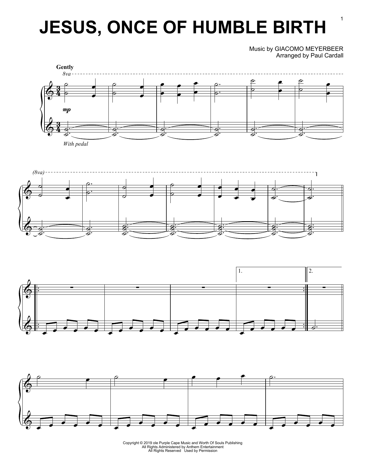 Download Giacomo Meyerbeer and Parley P. Pratt Jesus Once Of Humble Birth (arr. Paul Cardall) Sheet Music and learn how to play Piano Solo PDF digital score in minutes