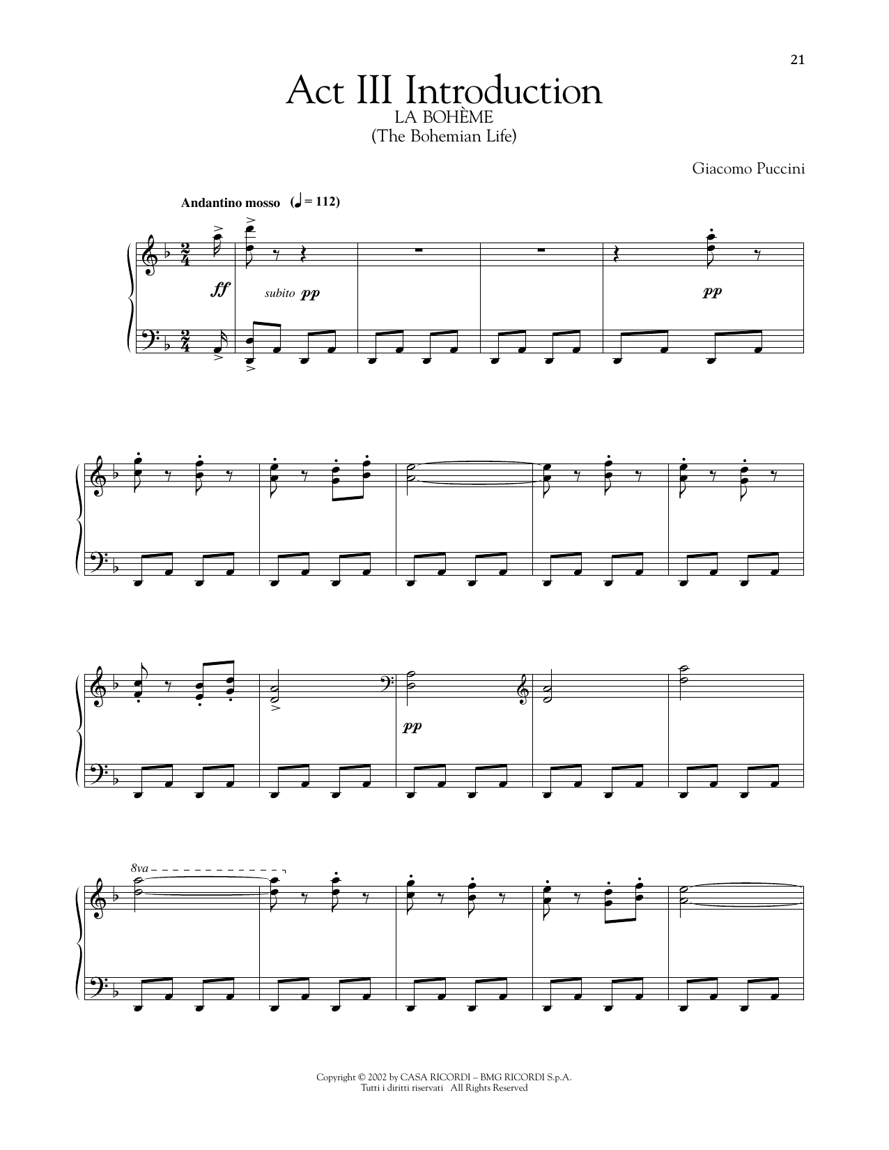 Download Giacomo Puccini Act III Introduction Sheet Music and learn how to play Piano Solo PDF digital score in minutes