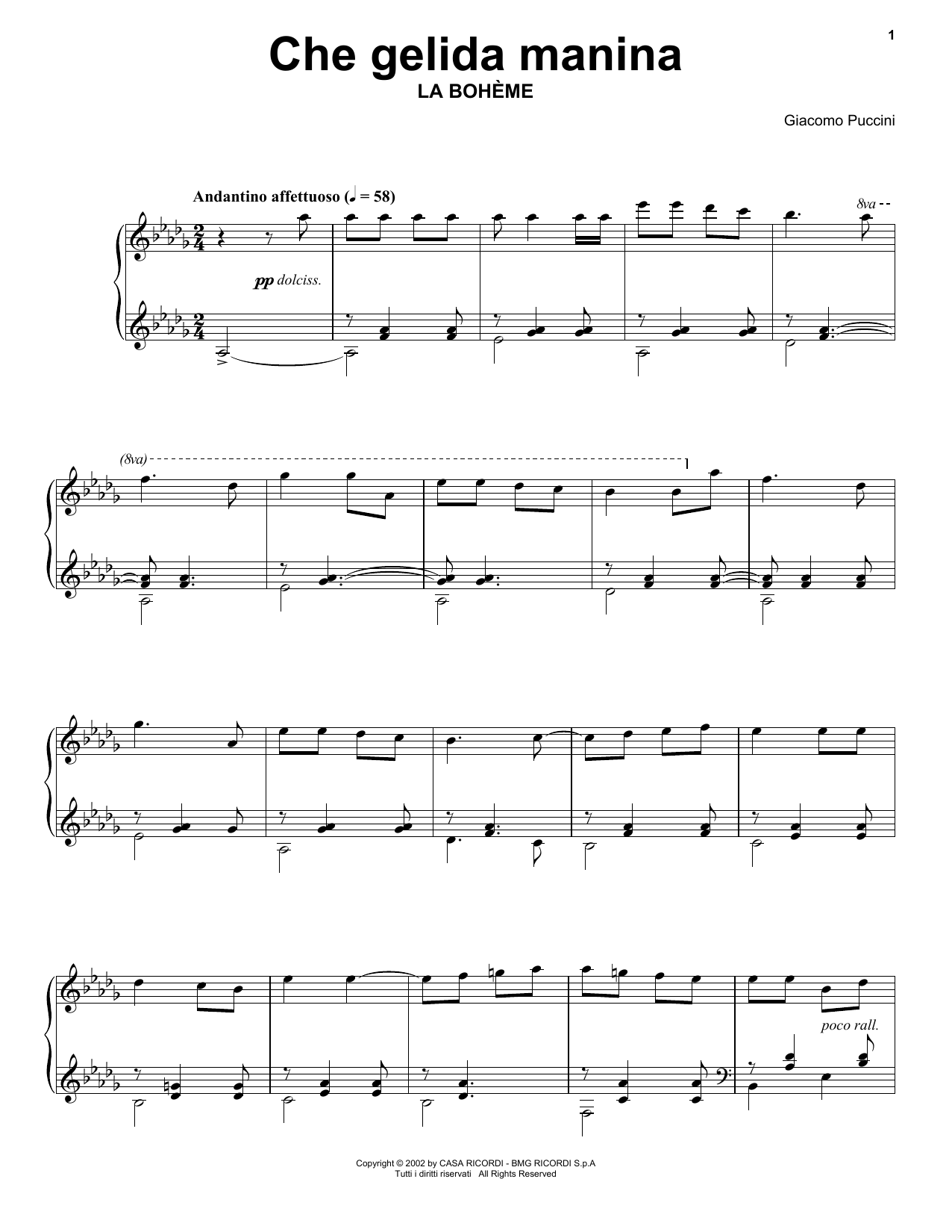 Download Giacomo Puccini Che gelida manina from La Bohème Sheet Music and learn how to play Piano PDF digital score in minutes
