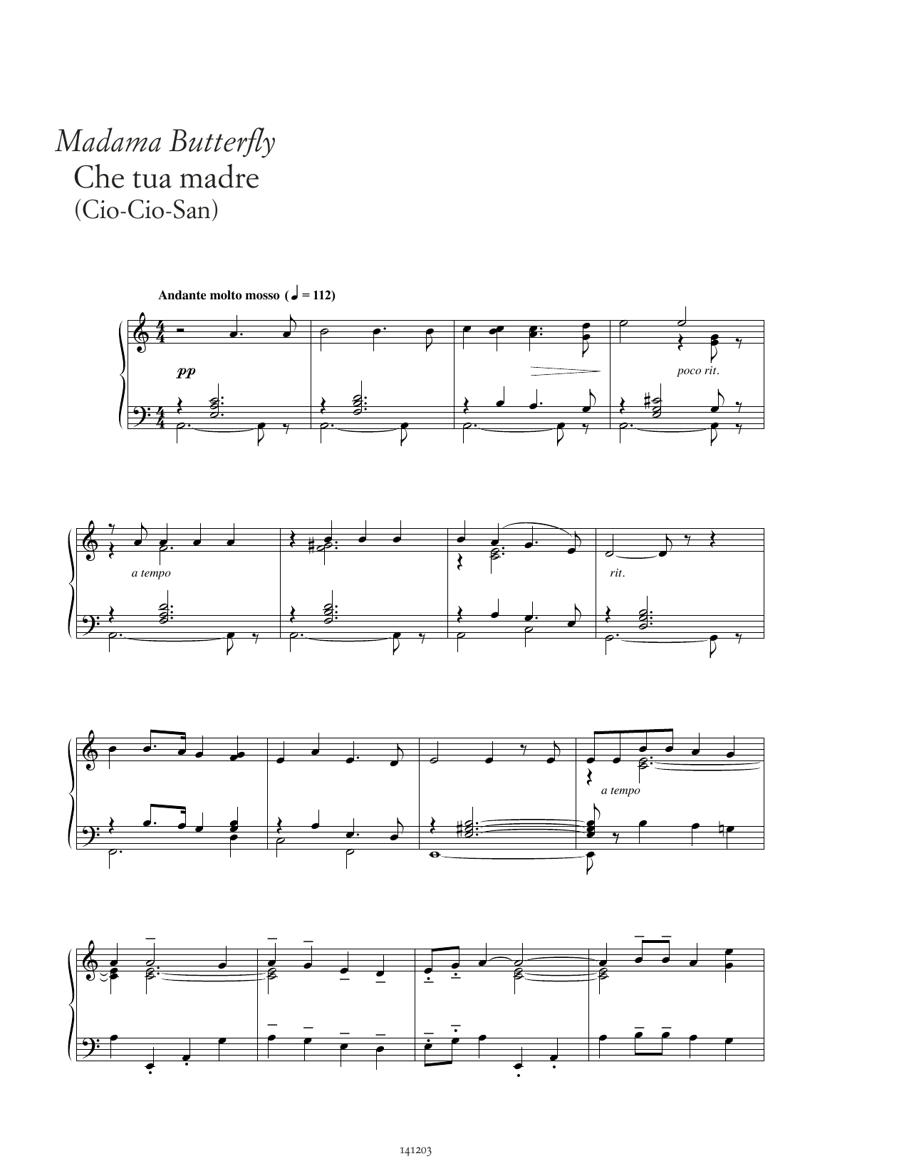 Download Giacomo Puccini Che tua madre Sheet Music and learn how to play Piano Solo PDF digital score in minutes