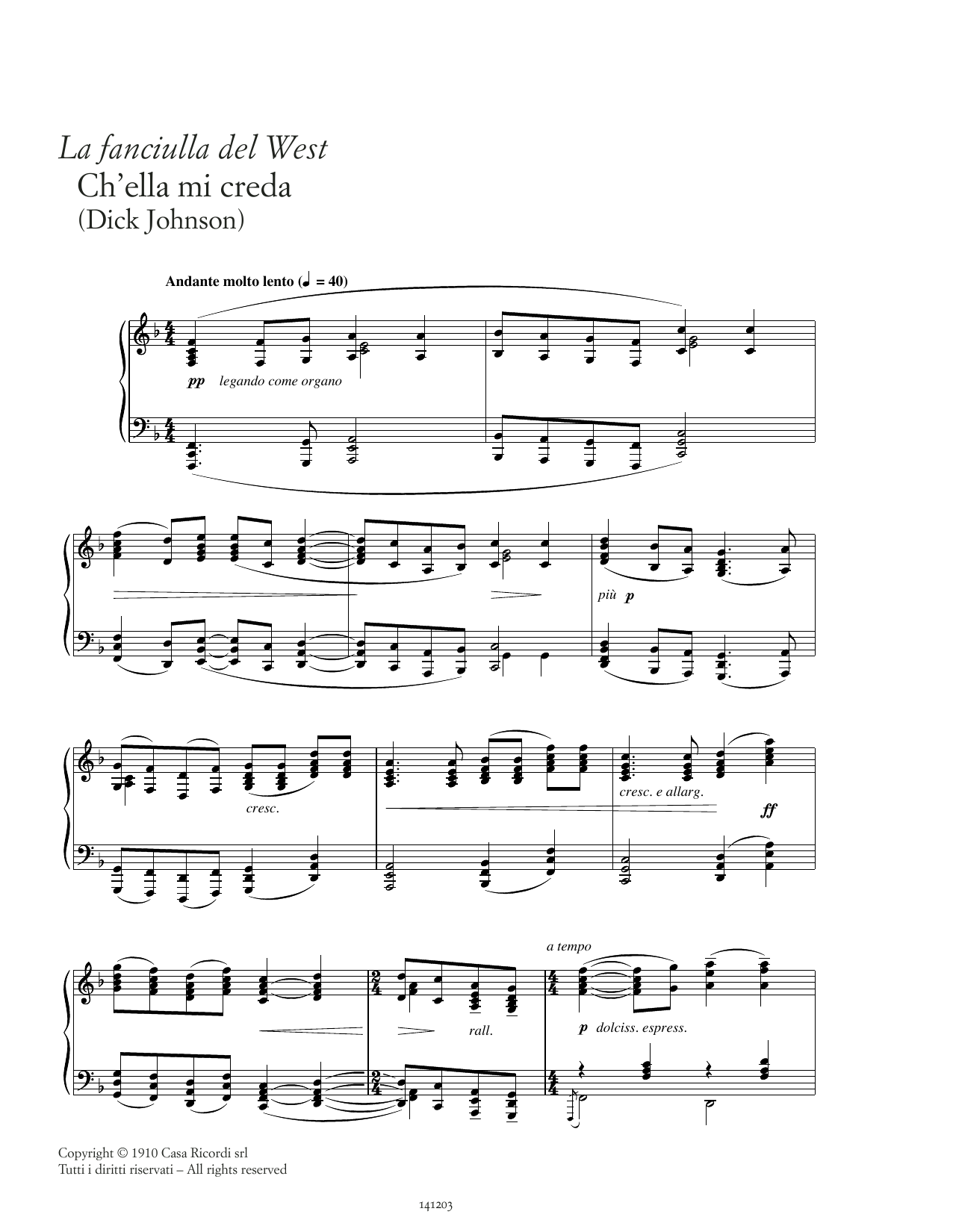 Download Giacomo Puccini Ch'ella mi creda Sheet Music and learn how to play Piano Solo PDF digital score in minutes