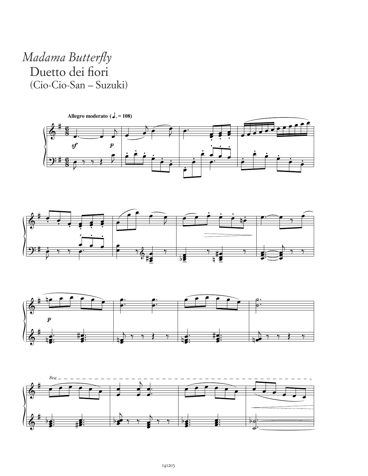 Download Giacomo Puccini Duetto dei fiori Sheet Music and learn how to play Piano Solo PDF digital score in minutes