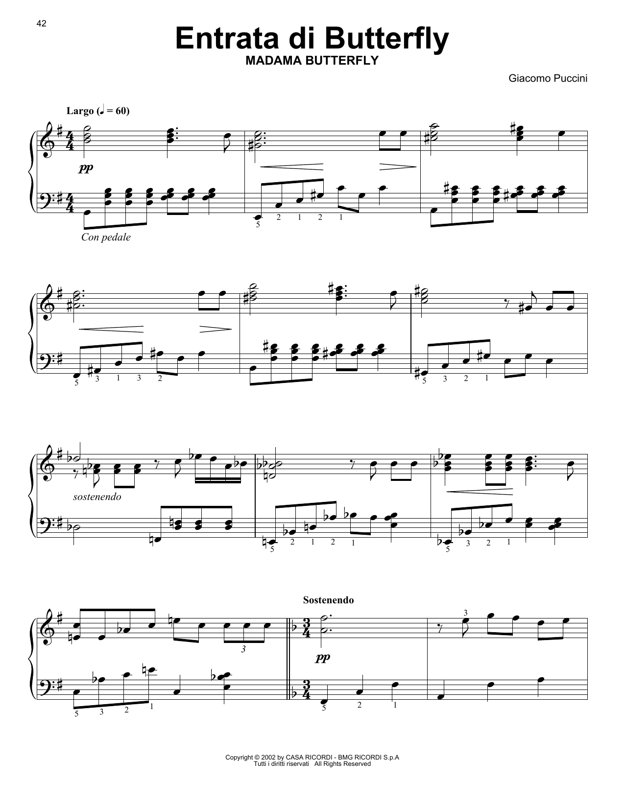 Download Giacomo Puccini Entrance Of Butterfly Sheet Music and learn how to play Piano Solo PDF digital score in minutes