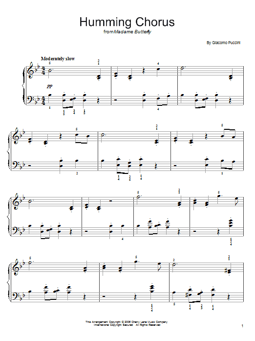 Download Giacomo Puccini Humming Chorus (Butterfly) Sheet Music and learn how to play Easy Piano PDF digital score in minutes