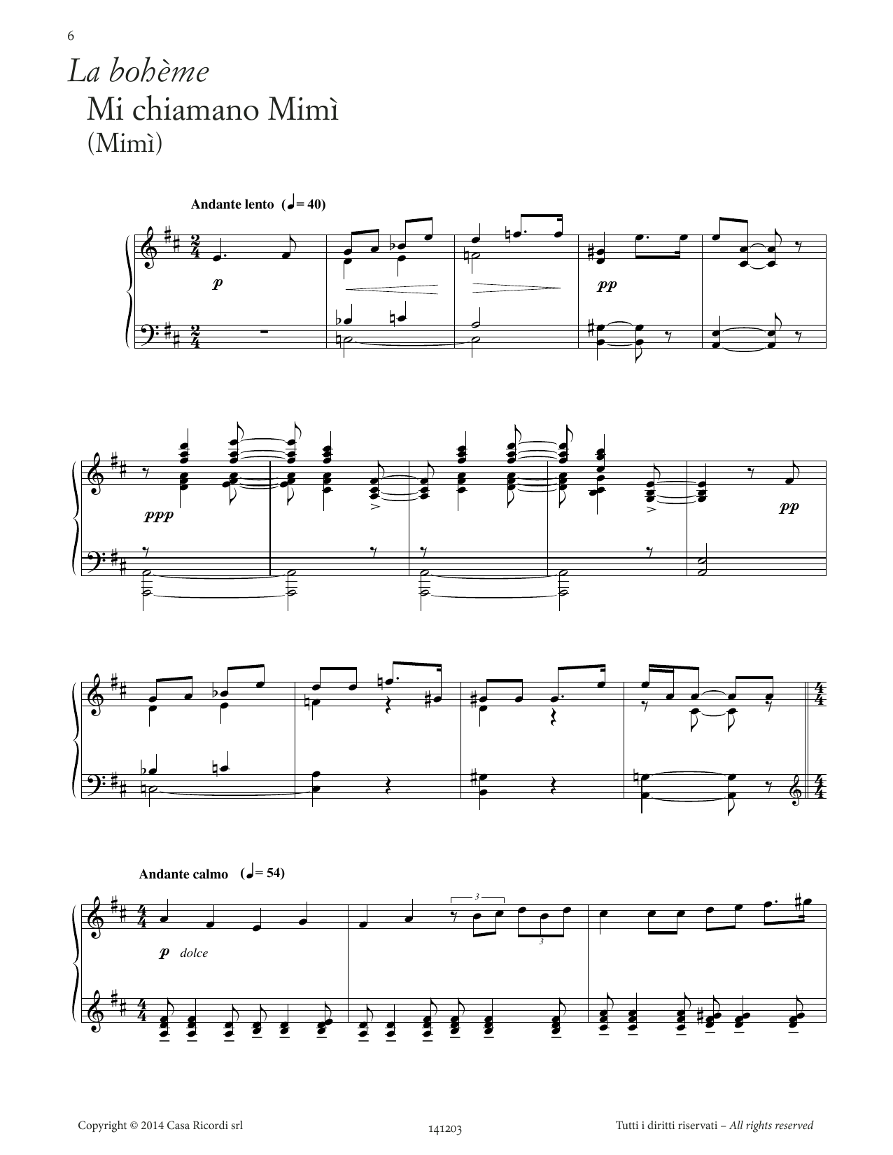 Download Giacomo Puccini Mi chiamano Mimì (from La Bohème) Sheet Music and learn how to play Piano Solo PDF digital score in minutes