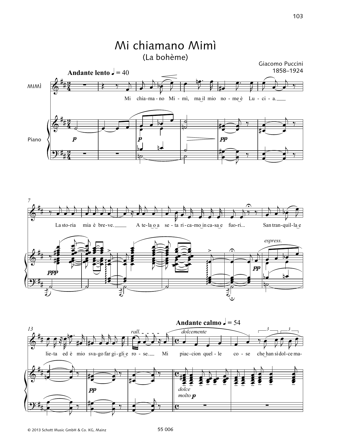 Download Giacomo Puccini Mi Chiamano Mimi Sheet Music and learn how to play Easy Piano Solo PDF digital score in minutes