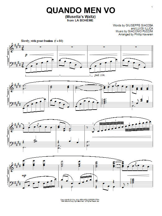 Download Giacomo Puccini Musetta's Waltz (Quando Men Vo) Sheet Music and learn how to play Piano PDF digital score in minutes
