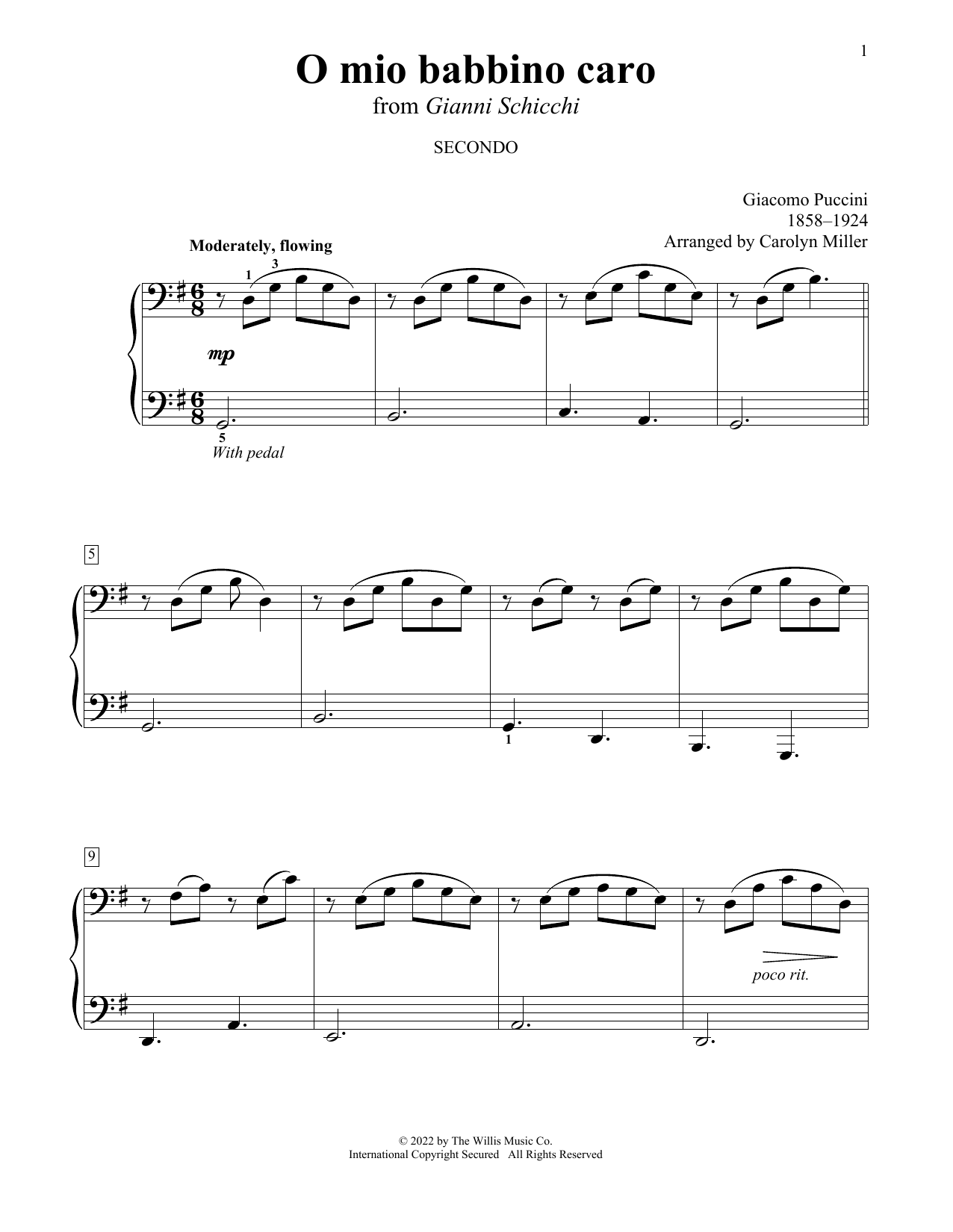 Download Giacomo Puccini O mio babbino caro (from Gianni Schicchi) (arr. Carolyn Miller) Sheet Music and learn how to play Piano Duet PDF digital score in minutes