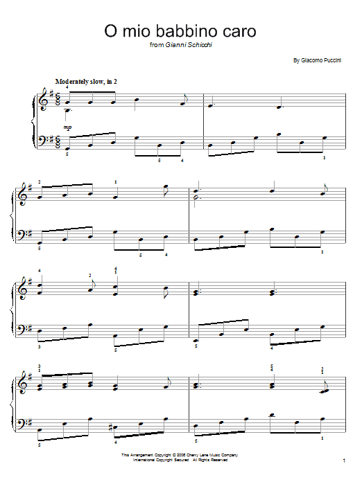 Download Giacomo Puccini O Mio Babbino Caro Sheet Music and learn how to play Piano Solo PDF digital score in minutes