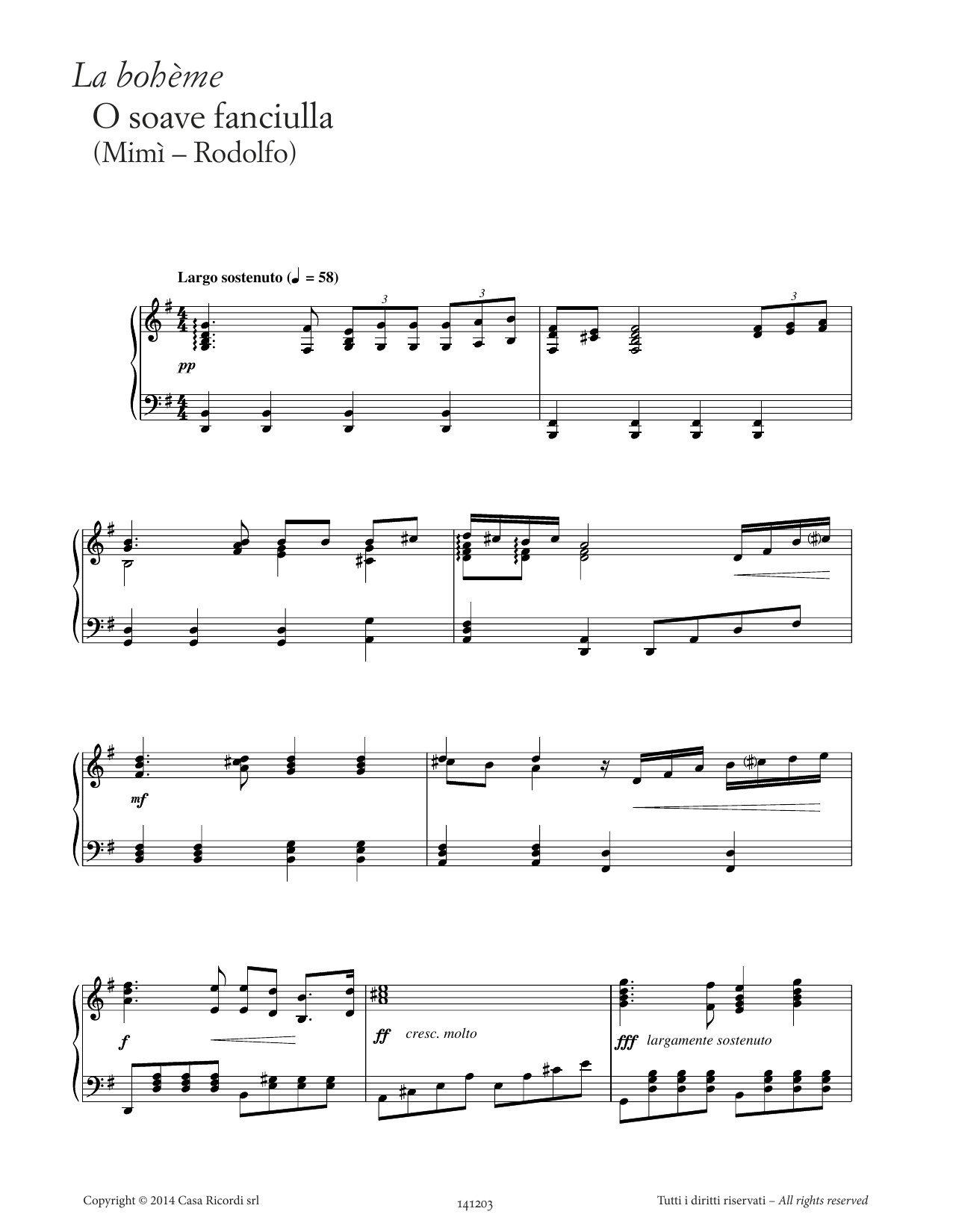 Download Giacomo Puccini O soave fanciulla (from La Bohème) Sheet Music and learn how to play Piano Solo PDF digital score in minutes