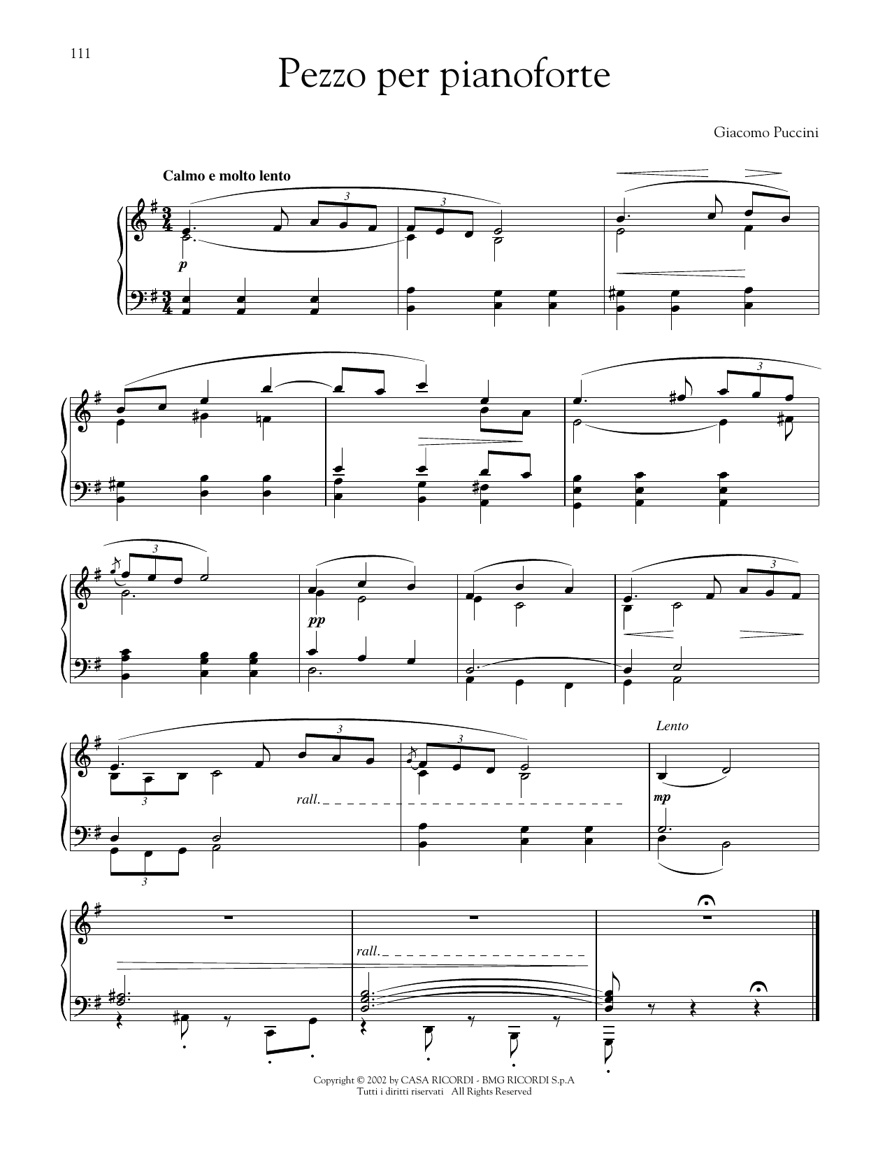 Download Giacomo Puccini Pezzo per pianoforte (Piano Piece) Sheet Music and learn how to play Piano Solo PDF digital score in minutes