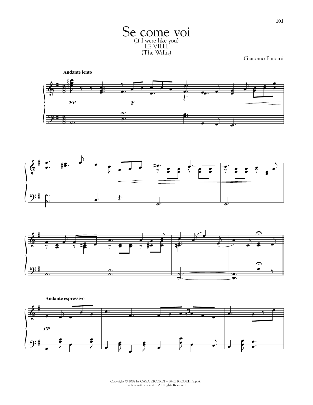 Download Giacomo Puccini Se come voi piccina Sheet Music and learn how to play Piano Solo PDF digital score in minutes