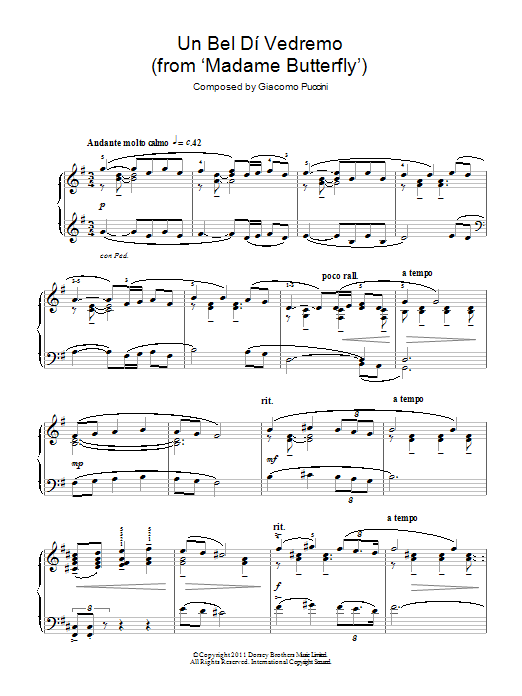 Download Giacomo Puccini Un Bel Dí Vedremo (from ‘Madame Butterfly') Sheet Music and learn how to play Piano PDF digital score in minutes