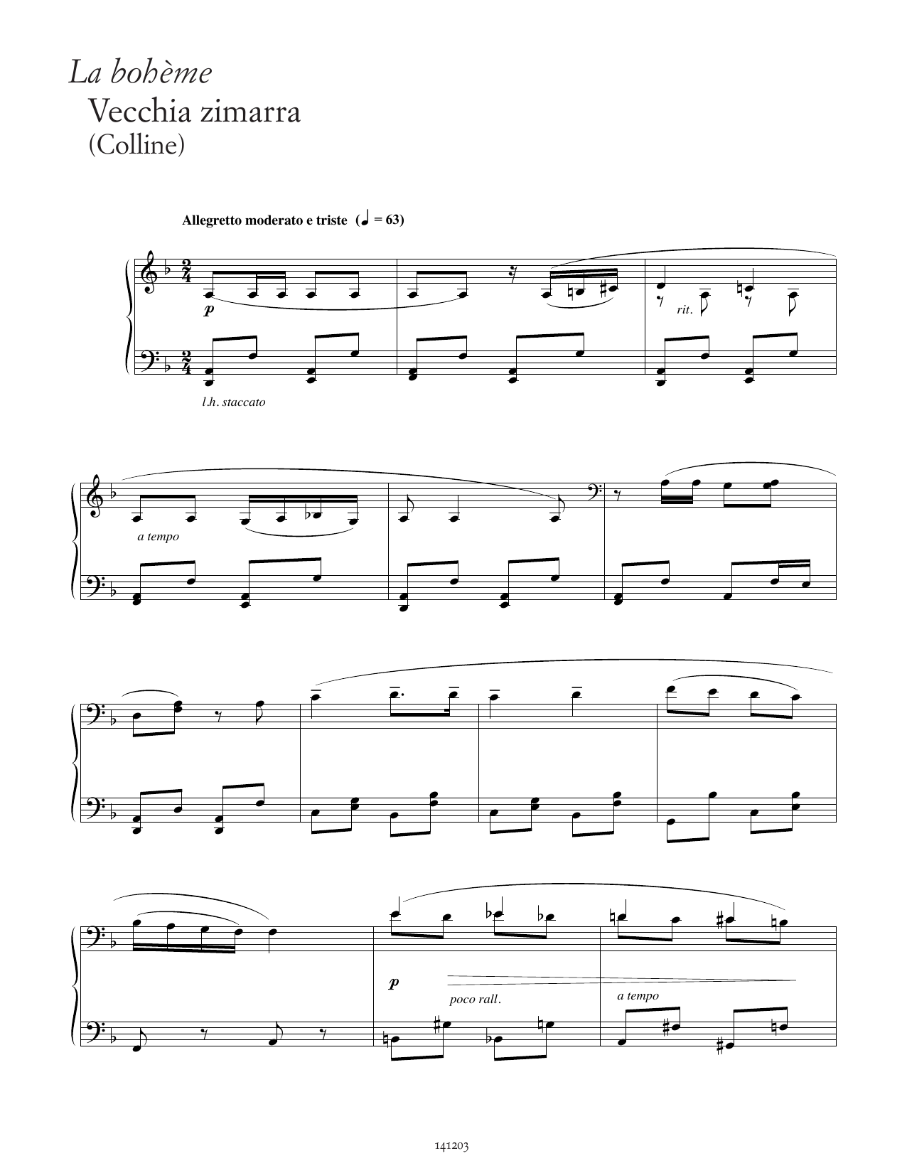 Download Giacomo Puccini Vecchia zimarra (from La Bohème) Sheet Music and learn how to play Piano Solo PDF digital score in minutes