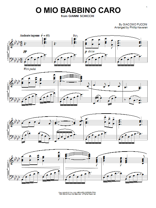 Creed Sagging Critically Giacomo Puccini "O Mio Babbino Caro (arr. Phillip Keveren)" Sheet Music  Notes | Download Printable PDF Score 88511