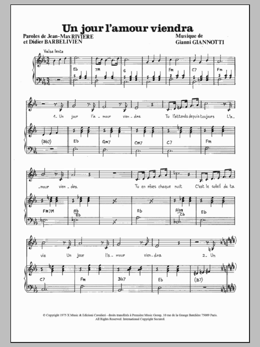Download Gianni Nazzaro Un Jour L'amour Viendra Sheet Music and learn how to play Piano & Vocal PDF digital score in minutes