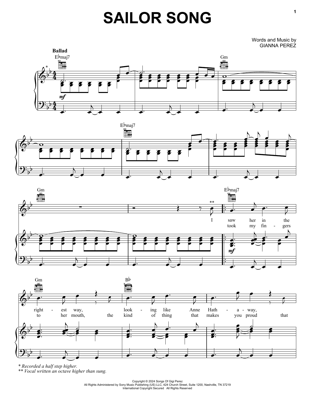 Download Gigi Perez Sailor Song Sheet Music and learn how to play Super Easy Piano PDF digital score in minutes