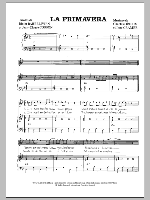 Download Gigliola Cinquetti La Primavera Sheet Music and learn how to play Piano & Vocal PDF digital score in minutes