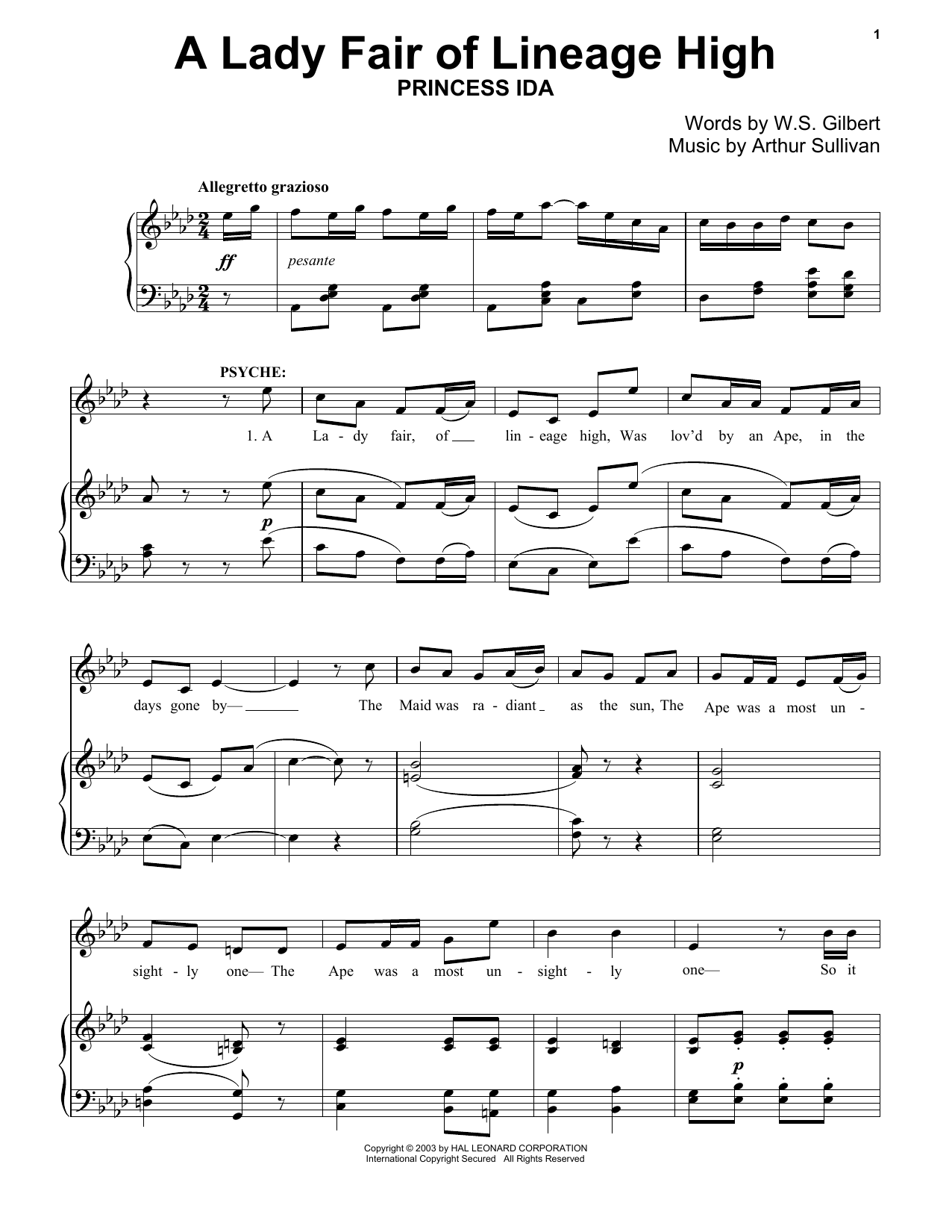 Download Gilbert & Sullivan A Lady Fair Sheet Music and learn how to play Piano PDF digital score in minutes