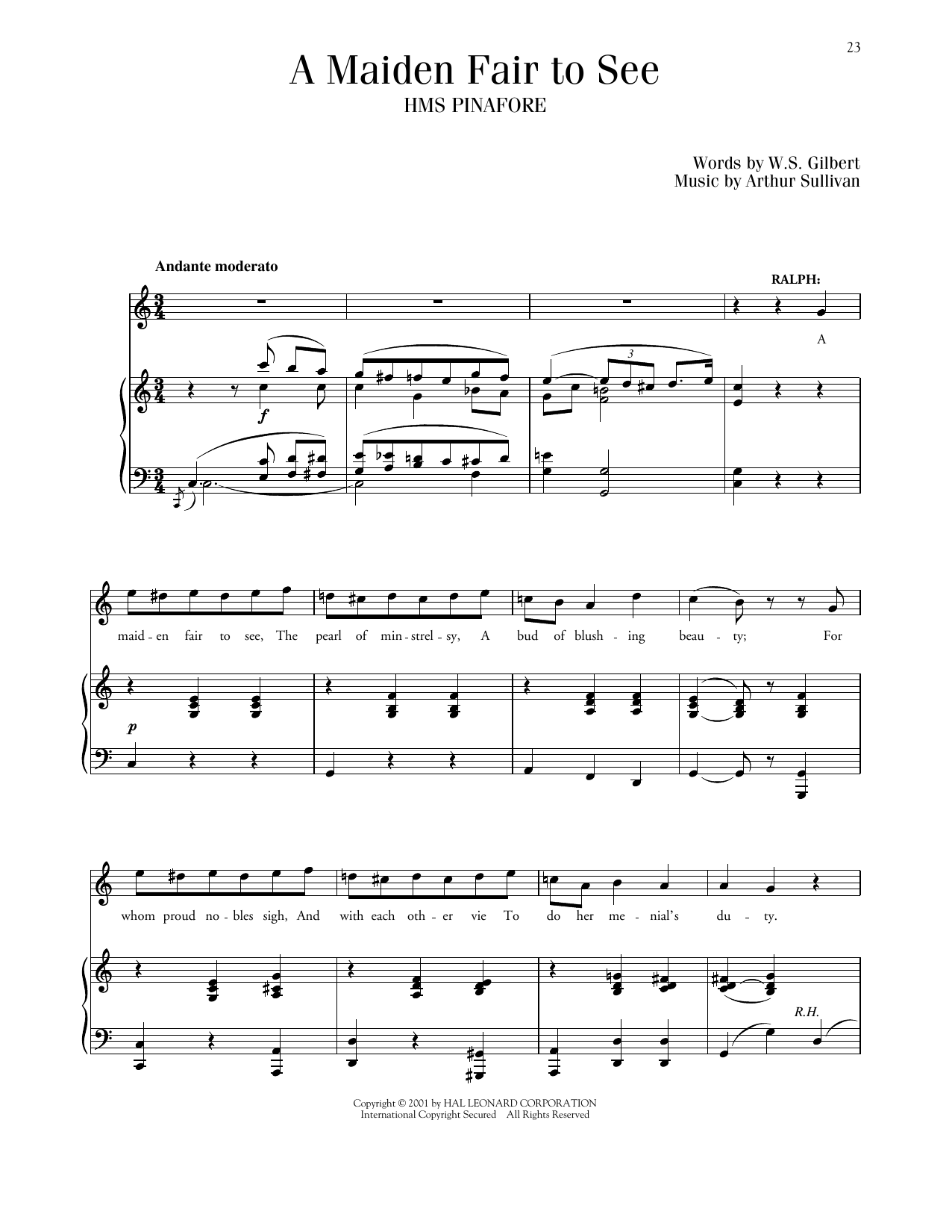 Download Gilbert & Sullivan A Maiden Fair To See (from H.M.S. Pinafore) Sheet Music and learn how to play Piano & Vocal PDF digital score in minutes