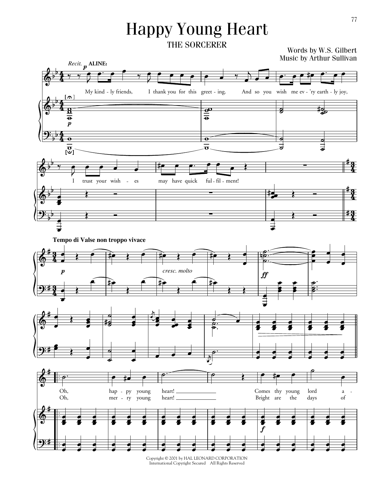Download Gilbert & Sullivan Happy Young Heart (from The Sorcerer) Sheet Music and learn how to play Piano & Vocal PDF digital score in minutes