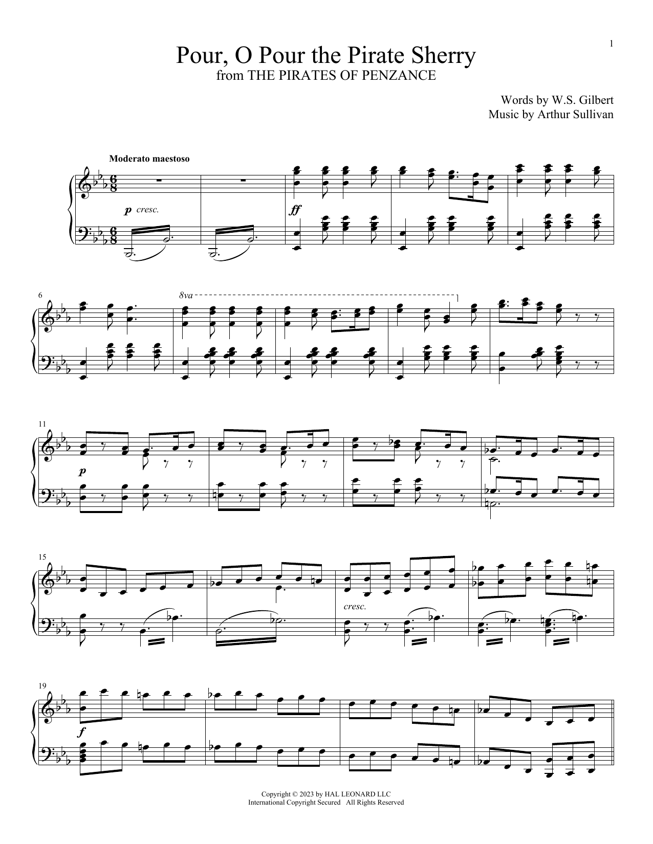 Download Gilbert & Sullivan Pour, O Pour The Pirate Sherry (from The Pirates Of Penzance) Sheet Music and learn how to play Piano & Vocal PDF digital score in minutes