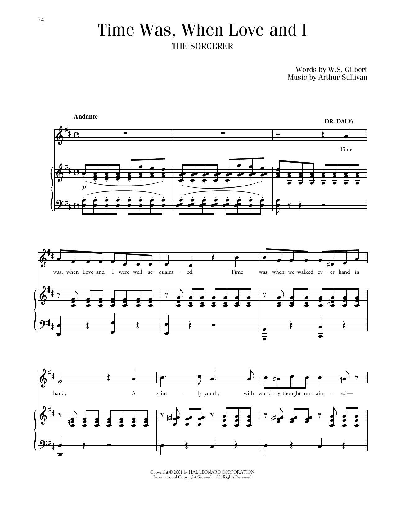 Download Gilbert & Sullivan Time Was, When Love And I (from The Sorcerer) Sheet Music and learn how to play Piano & Vocal PDF digital score in minutes