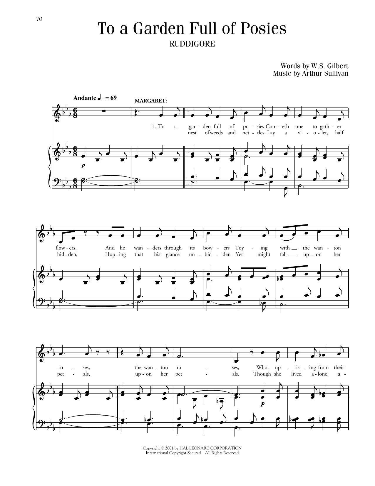 Download Gilbert & Sullivan To A Garden Full Of Posies (from Ruddigore) Sheet Music and learn how to play Piano & Vocal PDF digital score in minutes
