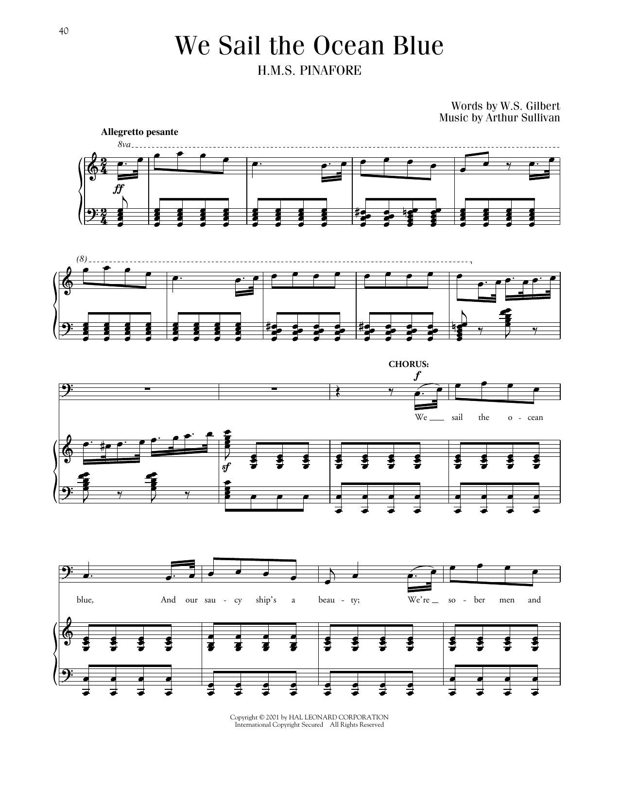 Download Gilbert & Sullivan We Sail The Ocean Blue Sheet Music and learn how to play Piano & Vocal PDF digital score in minutes
