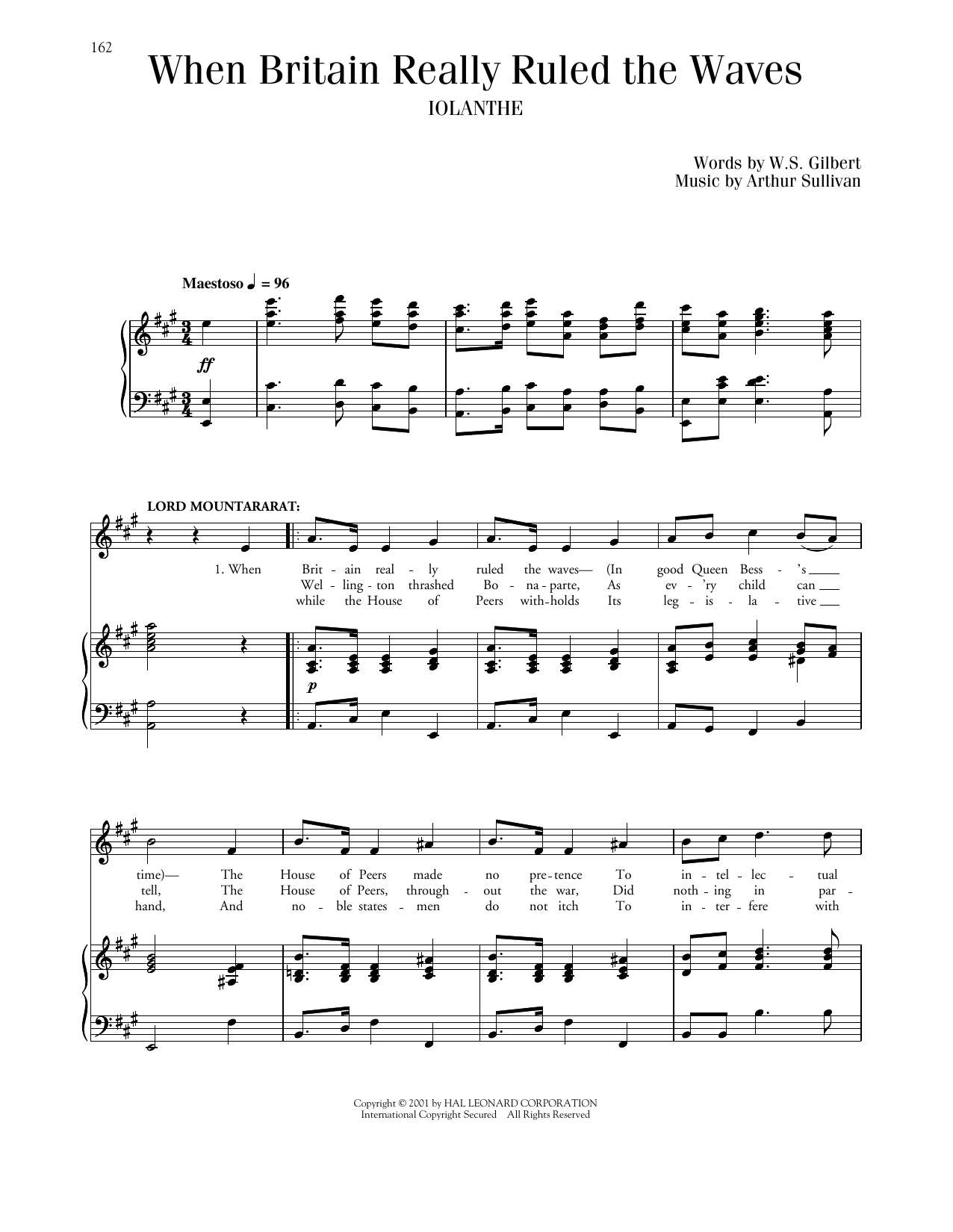Download Gilbert & Sullivan When Britain Really Ruled The Waves Sheet Music and learn how to play Piano & Vocal PDF digital score in minutes