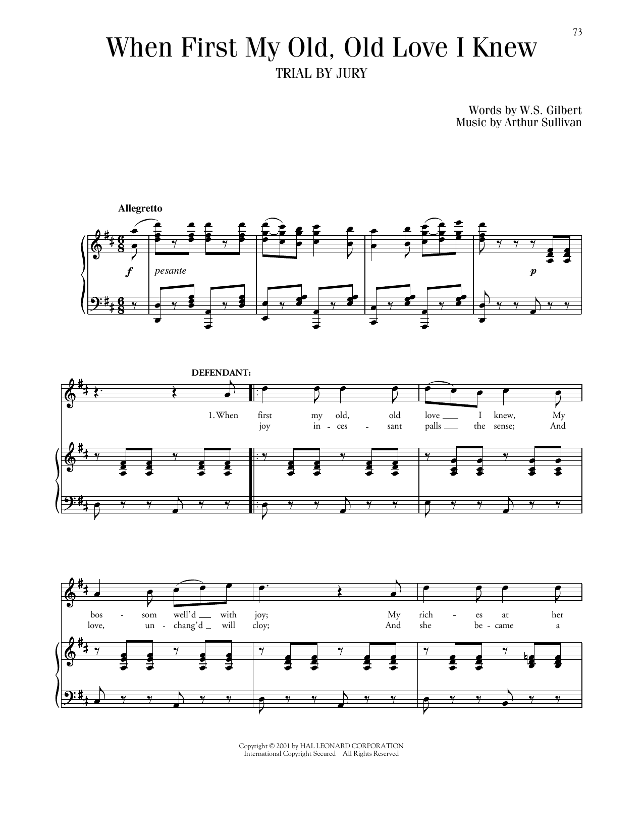 Download Gilbert & Sullivan When First My Old, Old Love I Knew (from Trial By Jury) Sheet Music and learn how to play Piano & Vocal PDF digital score in minutes
