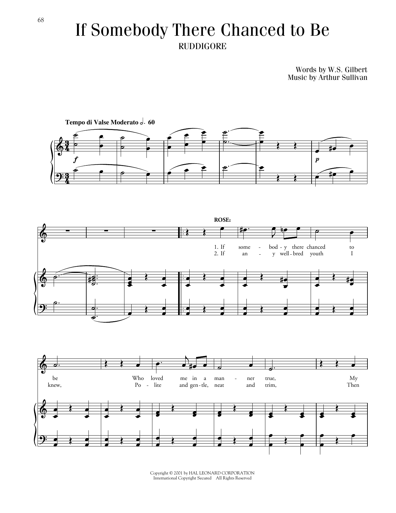 Download Gilbert & Sullivan If Somebody There Chanced To Be (from Ruddigore) Sheet Music and learn how to play Piano & Vocal PDF digital score in minutes