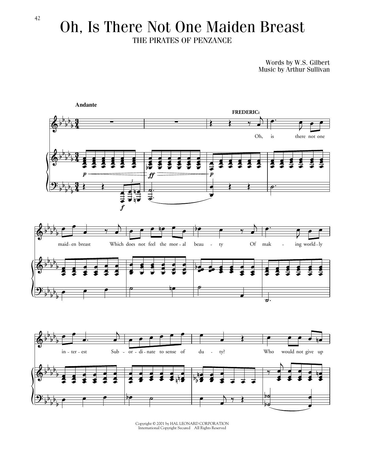 Download Gilbert & Sullivan Oh, Is There Not One Maiden Breast (from The Pirates Of Penzance) Sheet Music and learn how to play Piano & Vocal PDF digital score in minutes