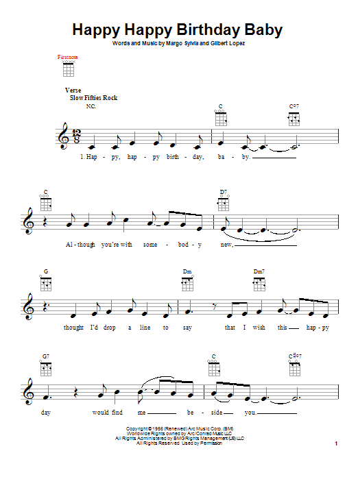 Download Gilbert Lopez Happy Happy Birthday Baby Sheet Music and learn how to play Ukulele PDF digital score in minutes