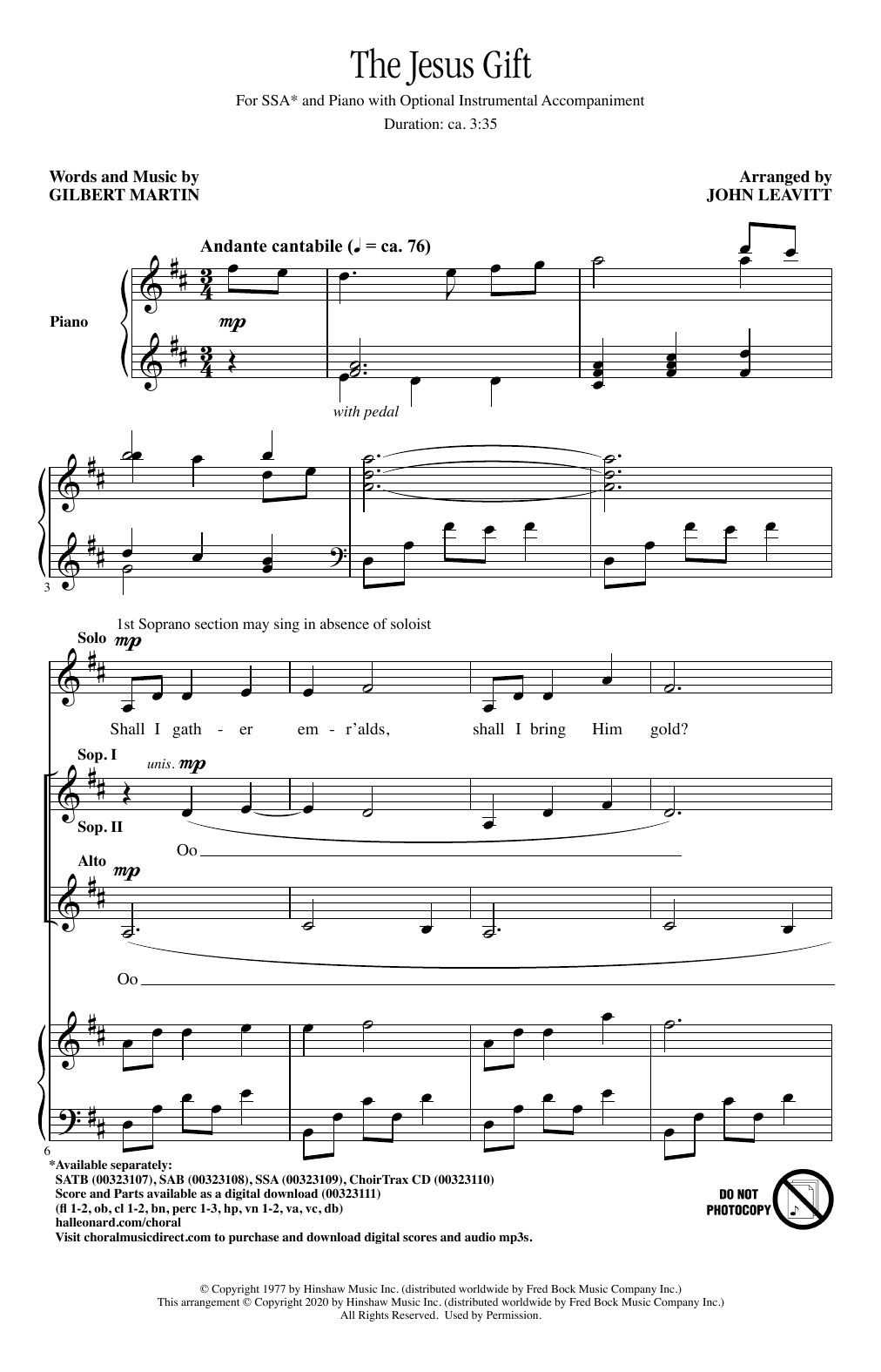 Download Gilbert Martin The Jesus Gift (arr. John Leavitt) Sheet Music and learn how to play SATB Choir PDF digital score in minutes