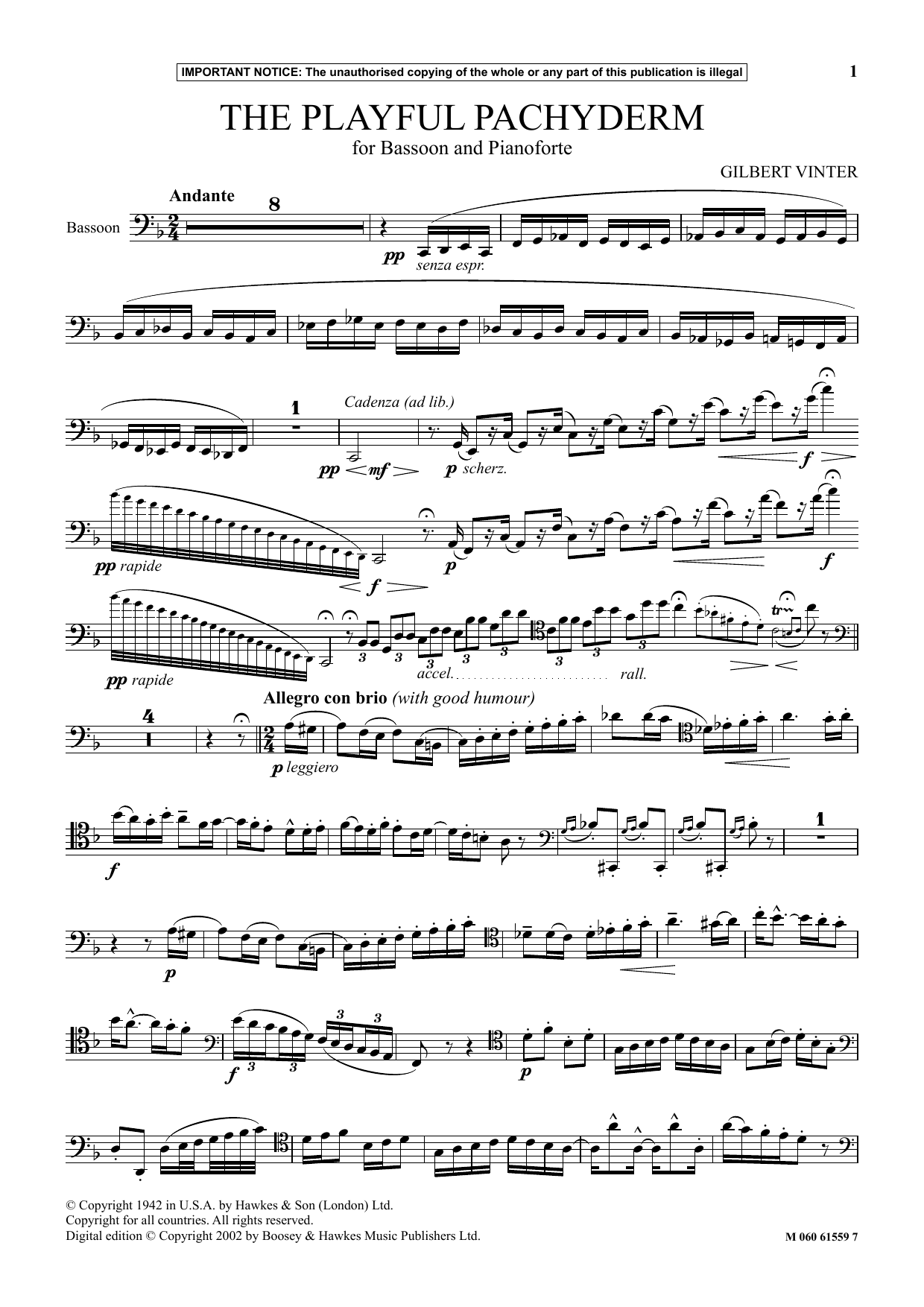 Download Gilbert Vinter The Playful Pachyderm Sheet Music and learn how to play Instrumental Solo PDF digital score in minutes