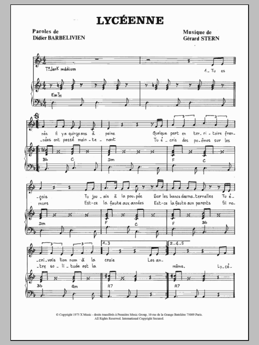 Download Gilles Olivier Lyceenne Sheet Music and learn how to play Piano & Vocal PDF digital score in minutes